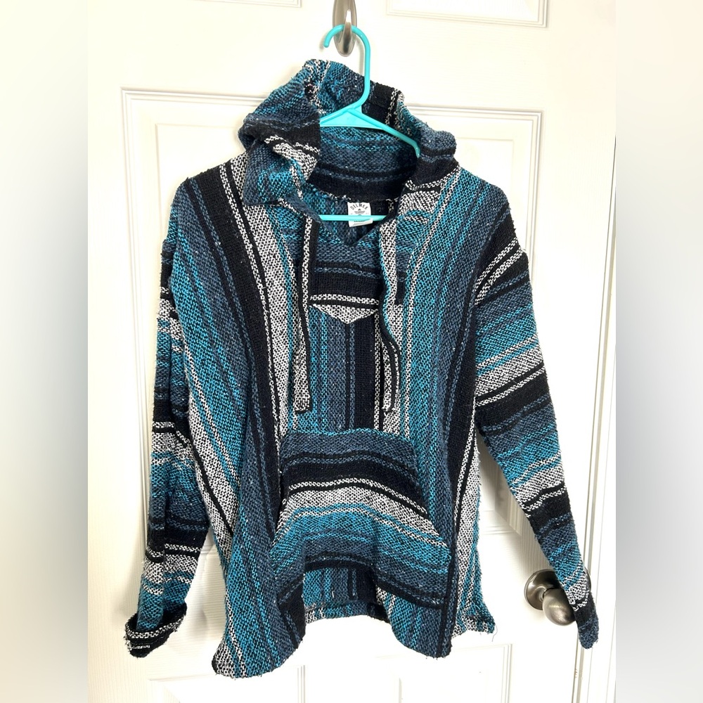 Del Mex Mexican Baja Hoodie Hippie Sweater Sweatshirt Pullover Jerga, Unisex, S